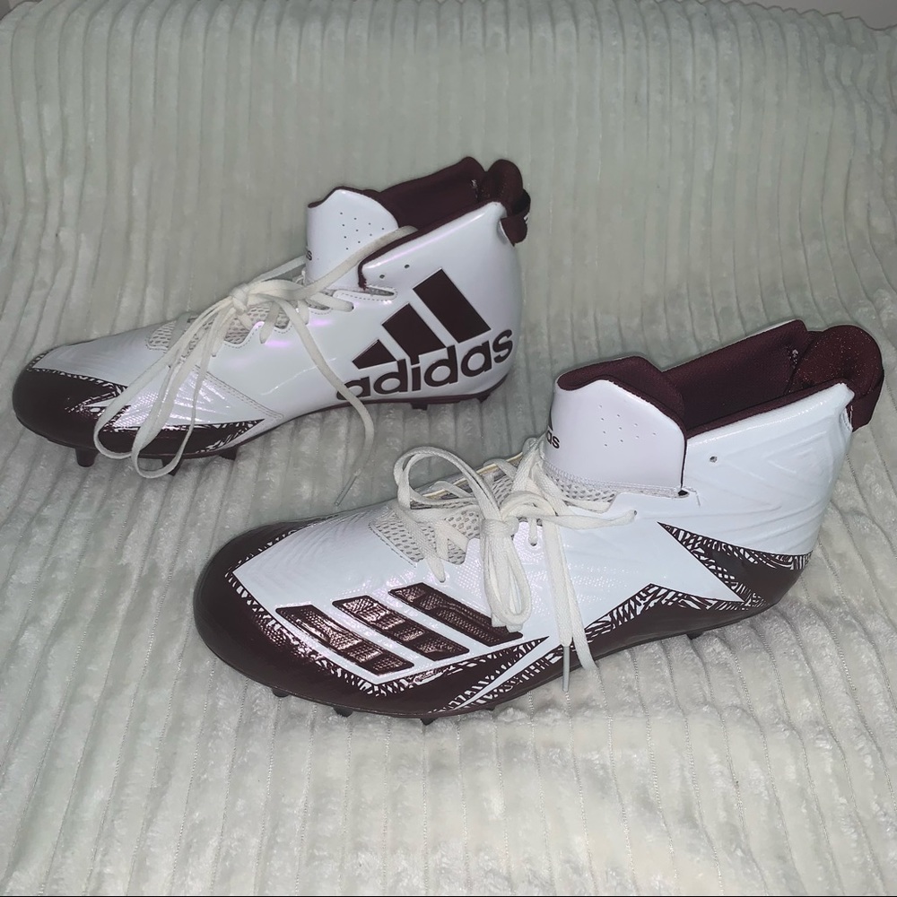 Men’s US 16 ADIDAS FREAK x CARBON White / Maroon High Football Cleats CG5015 NEW